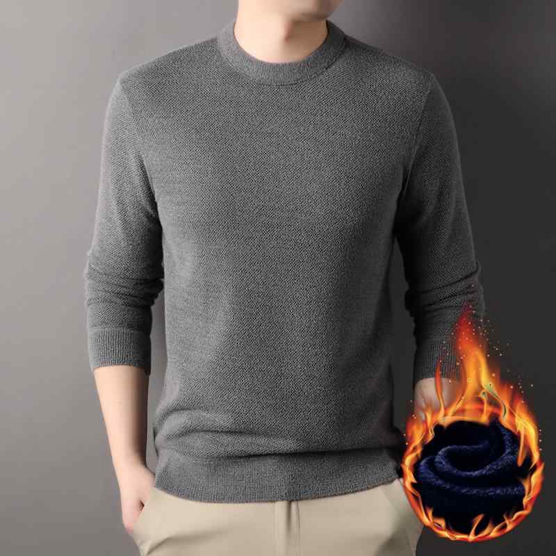 ニット メンズ 男性用 シェーブル 貂皮 タートルネック トップス 裏起毛 防寒 無地 秋冬 普段使い イン..