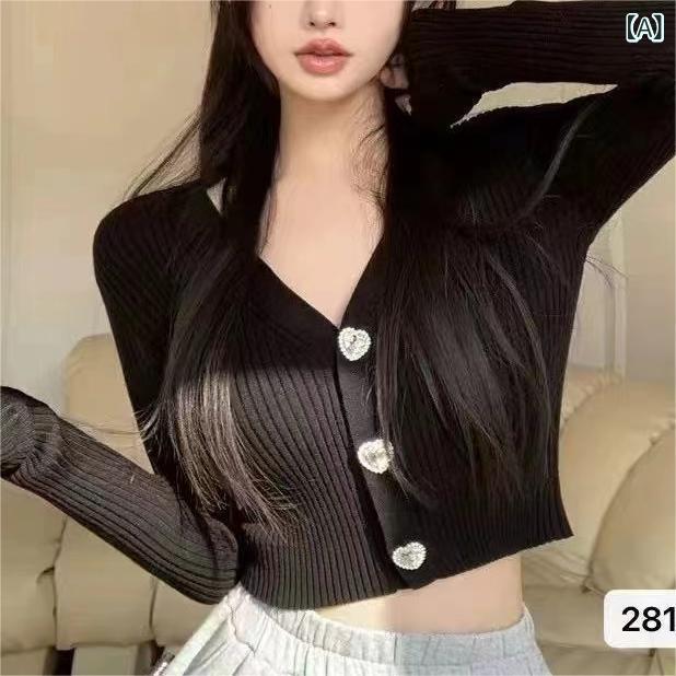 ニット・セーター レディース Vネック カーディガン 長袖 トップス プルオーバー 纯色 ポリエステル 高..