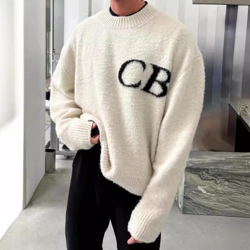 ニット メンズ レディース ラウンドネック ゆったり コットン セーター ストリート カジュアル 普段使い 高見え 春秋