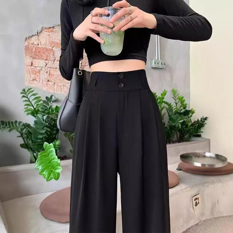 パンツ レディース 高見え ワイドレッグパンツ ゆったり ストレートパンツ ブラック 美脚 脚長効果 高..