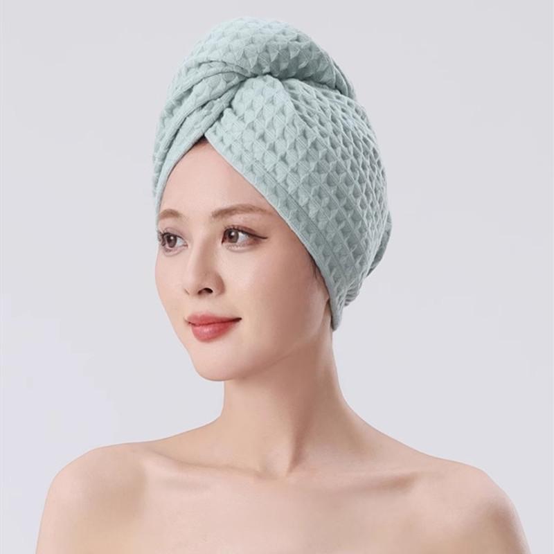 ヘアキャップ レディース 吸水 速乾 純綿 ワッフル生地 ドライキャップ 大人用 大きめ お風呂上がり ヘ..