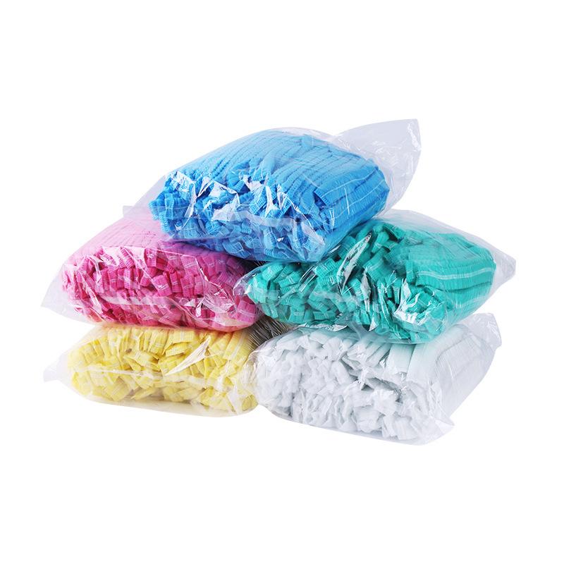 帽子 使い捨て 男女兼用 作業帽子 ヘアネット 防塵 不織布 キャップ 衛生帽子 白 青 ピンク 緑 黄色