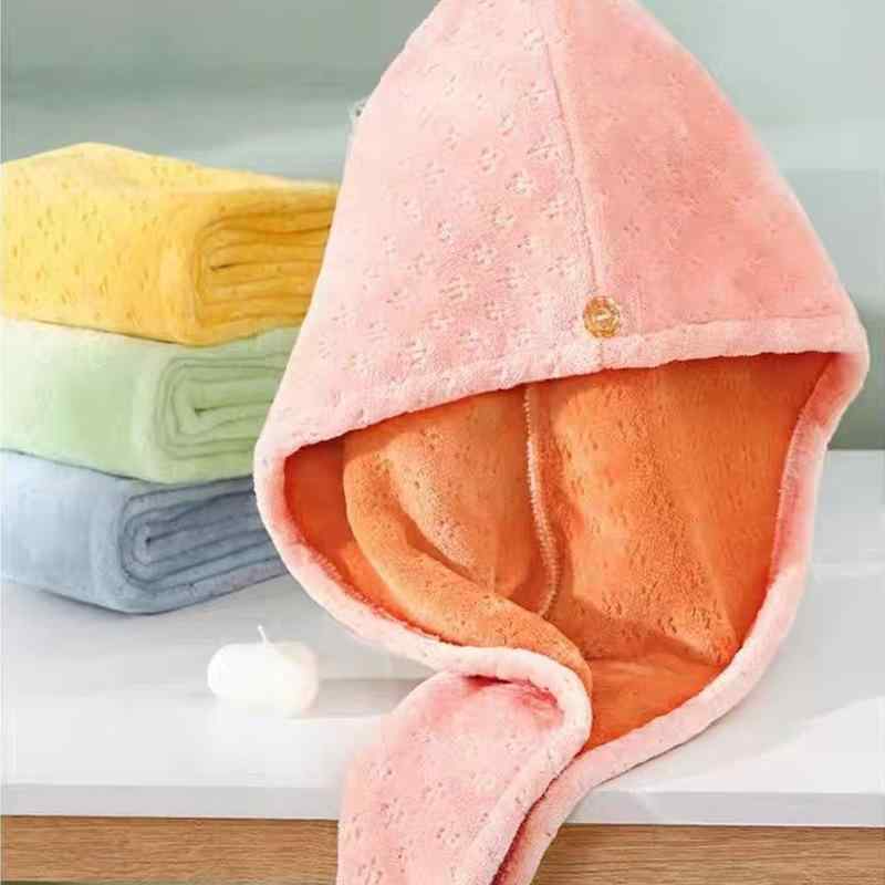 ・素材: 珊瑚绒・カラー: 明黄色, 天藍色, 粉红色・サイズ: 25*65cm・重さ: 50-79g・カテゴリ: 干发帽