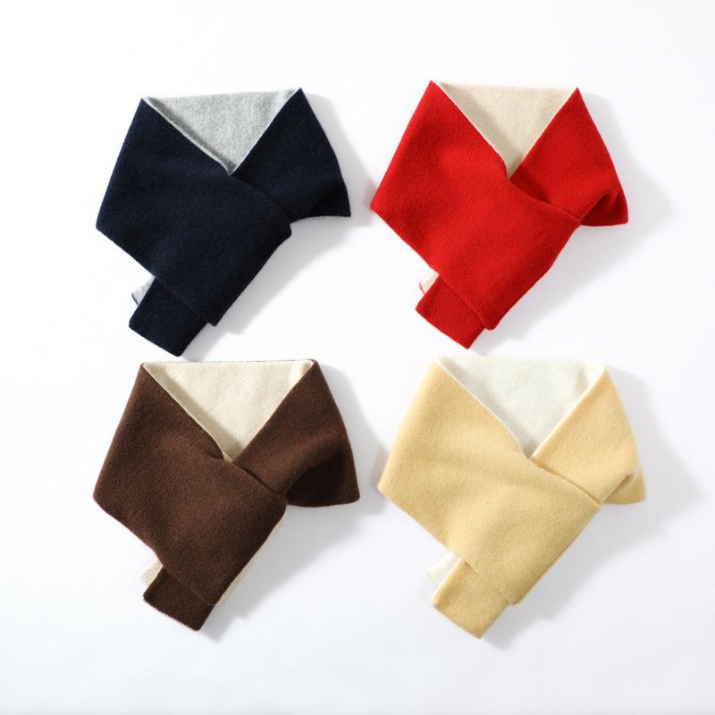 マフラー キッズ ベビー ニット 厚手 カシミヤ 秋冬 ネックウォーマー バイカラー 幾何学模様 暖かい 防寒