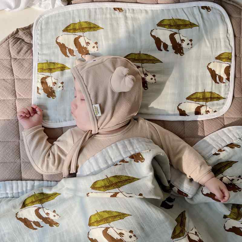 枕巾 ベビー 子供 竹ガーゼ 綿100％ 新生児 8重ガーゼ 吸水性 通気性 柔らかい かわいい 夜空 ウサギ ..