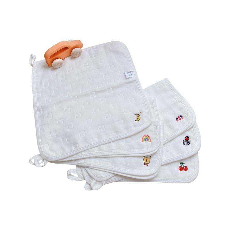 ベビー 赤ちゃん ガーゼ ハンカチ タオル コットン 沐浴布 厚手 大判 刺繍 かわいい 男の子 女の子 6枚..