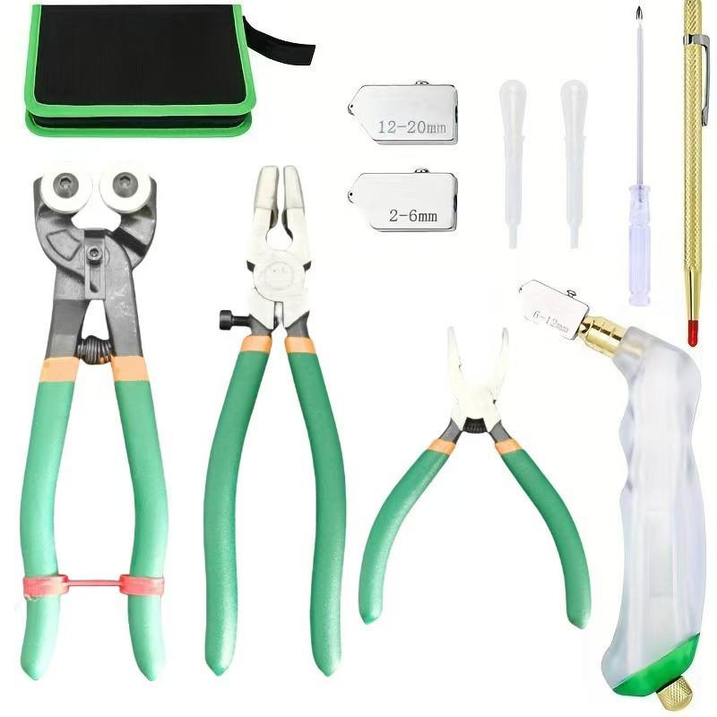 タイルカッター 工具 セット ガラスカッター 替刃付き ガラス 鉗子付き DIY 工作 プロ用