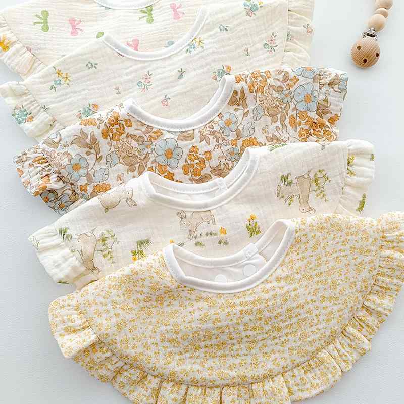 ベビー スタイ 大判 ガーゼ よだれかけ 女の子 花柄 レース フリル かわいい おしゃれ 防水 新生児 乳..