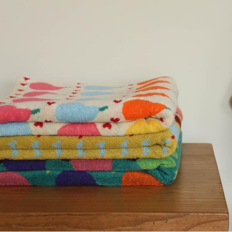 タオル 子供用 大人用 梨 フルーツ柄 純綿 無撚糸 ミニタオル フェイスタオル バスタオル ソフト 吸水性