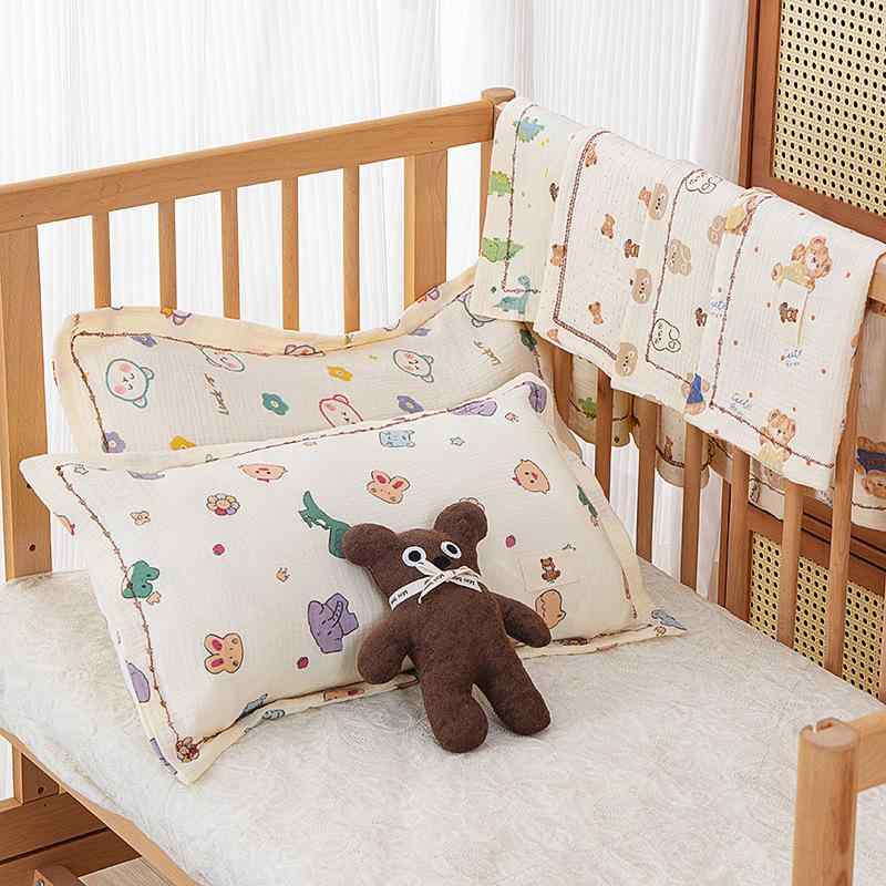 ベビー キッズ 枕カバー 綿100% 柔らかい 吸水性 ガーゼ 幼稚園 保育園 子供用 寝具 2枚セット