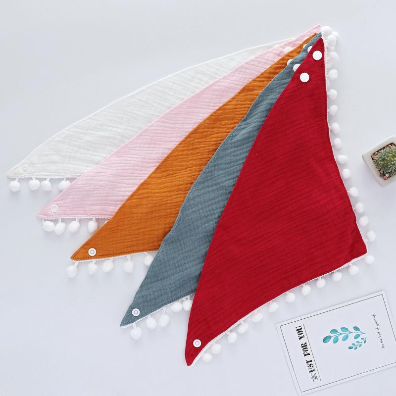 ベビー スタイ 三角巾 4枚重ね ガーゼ 厚手 新生児 よだれかけ カートゥーン 吸水 防汚 無地 白系 カー..