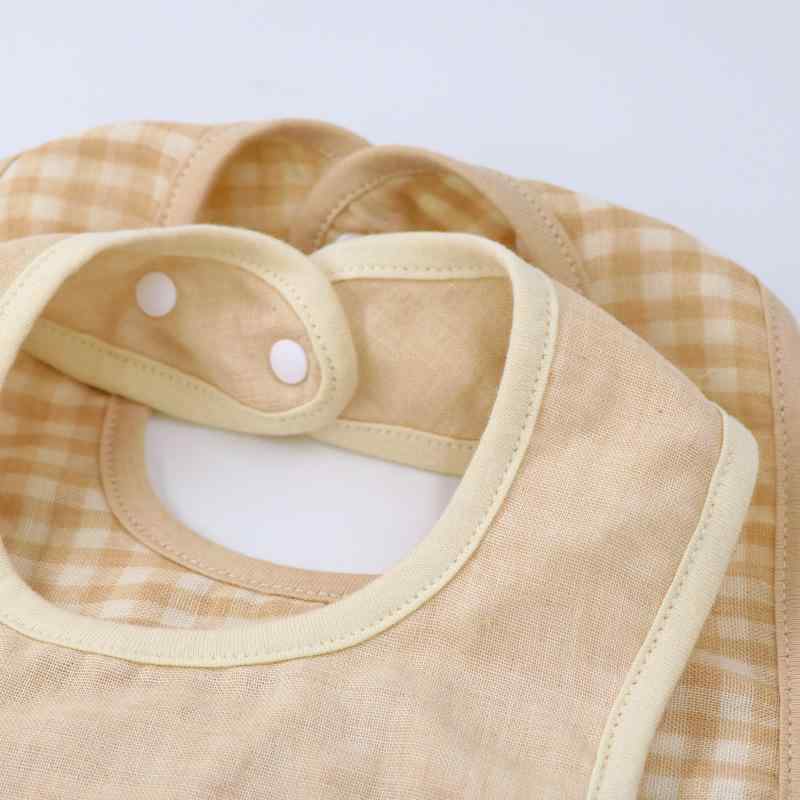 ベビー用品 よだれかけ ベビー キッズ 子供用 食事用 エプロン スタイ 綿100% 2重ガーゼ 吸水性 格子柄..