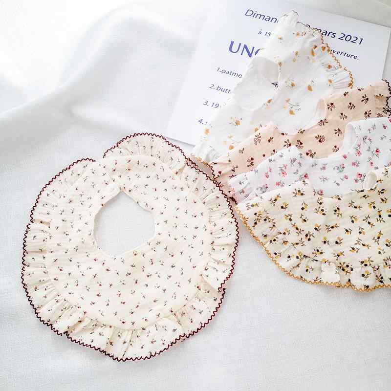 ベビー用品 スタイ よだれかけ 新生児 360度回転 ガーゼ 花柄 フリル付き 吸水性 かわいい アニマル柄 ..