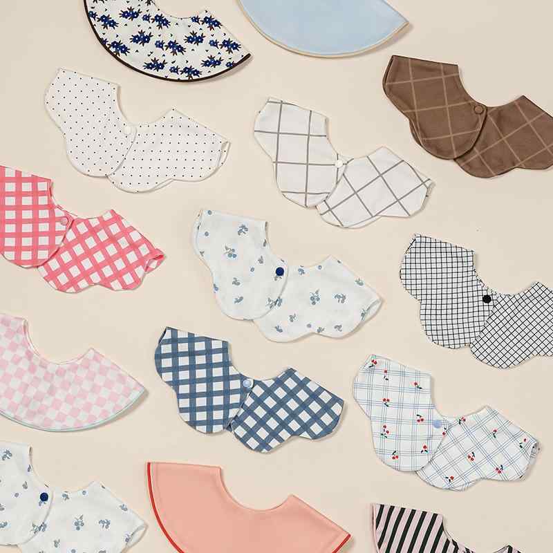 ベビー スタイ よだれかけ A類 コットン リバーシブル 撥水 吸水 格子柄 花柄 アニマル柄 ドット柄 プ..