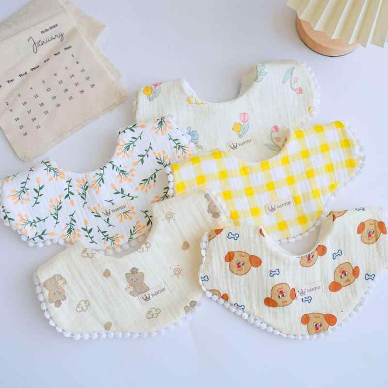 ベビー スタイ よだれかけ 防水 花びら コットン ガーゼ 新生児 赤ちゃん A類 吸水性 カートーン 花柄 ..