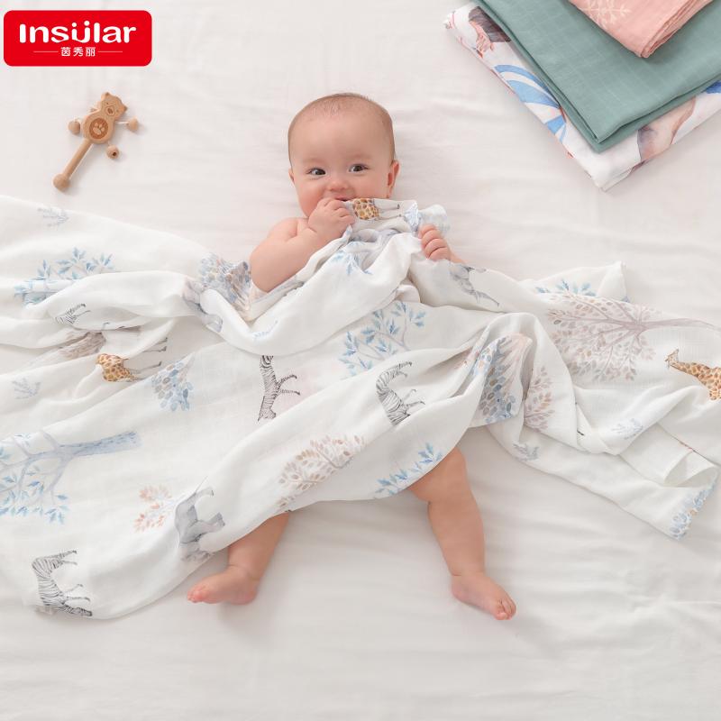 ベビー おくるみ ガーゼケット ブランケット 新生児 赤ちゃん 竹繊維 モスリン コットン 動物 ストライ..