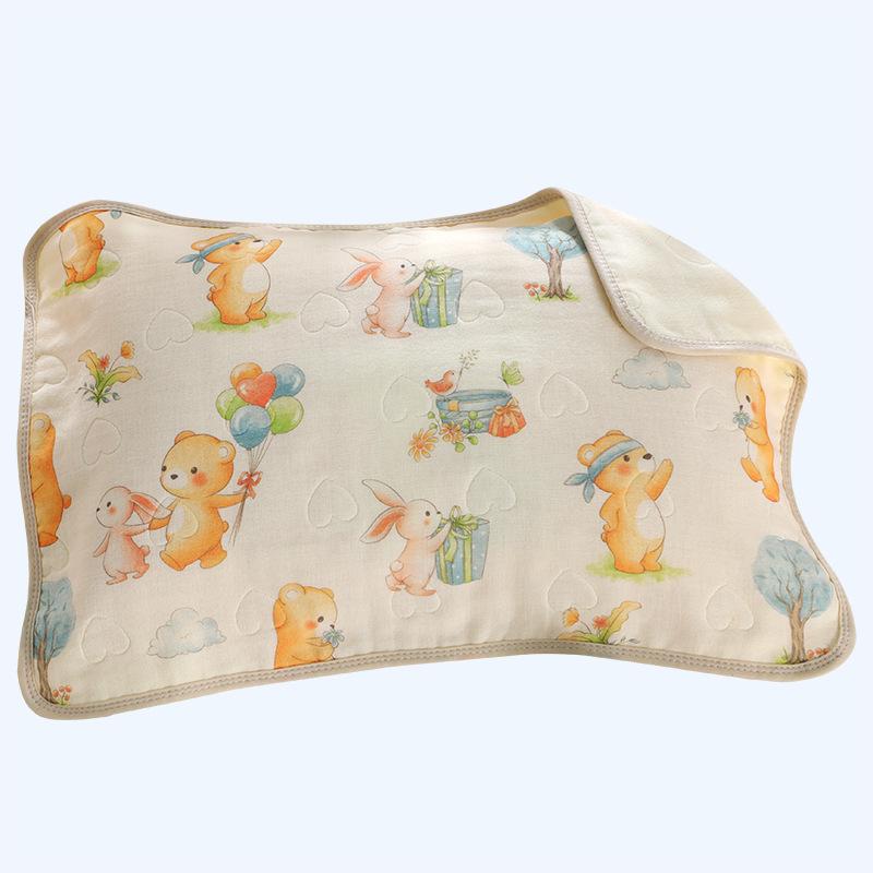 ベビー 枕 新生児 赤ちゃん 枕カバー 綿100% 提花 六重 ガーゼ 40×60cm 彩りクジラ 緑葉コアラ ウサギ..