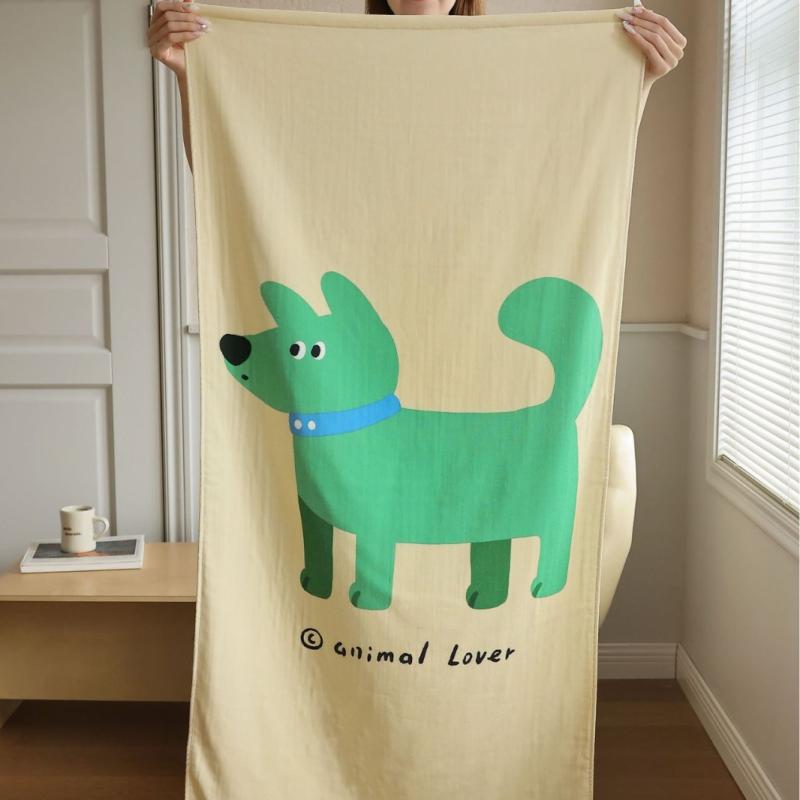 タオル 子供用 A類ガーゼ ハンカチ 家庭用 吸水性 フェイスタオル バスタオル かわいい アニマル柄 ホ..