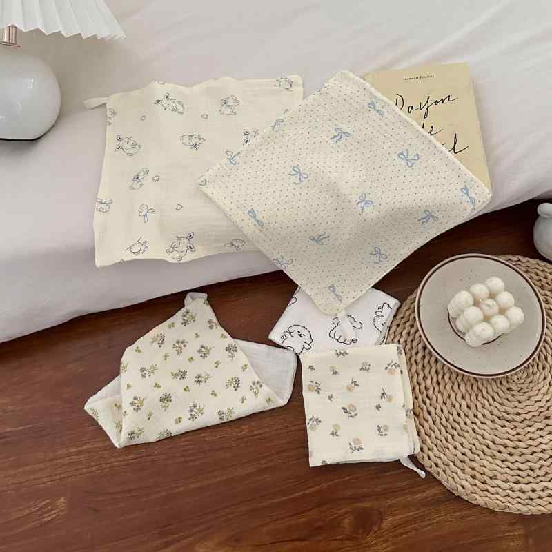 ベビー スタイ よだれかけ 純綿 ガーゼ 花柄 吸水 速乾 薄手 春夏 赤ちゃん 沐浴 ガーゼタオル ハンカチ