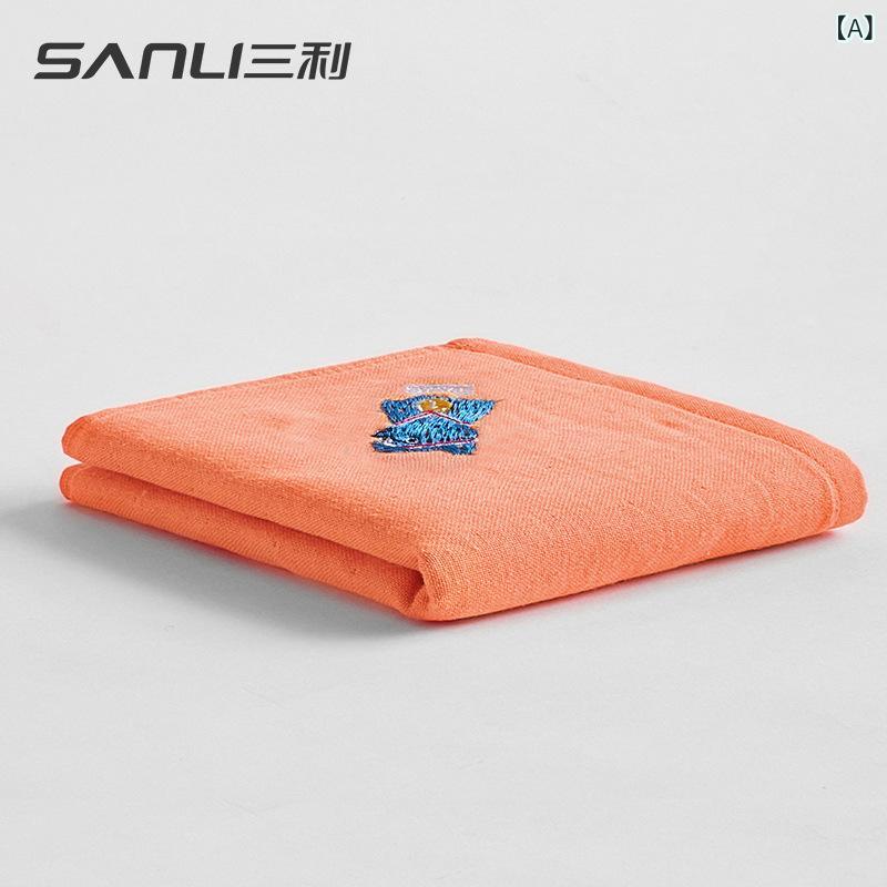 タオル 子供用 ミニタオル ガーゼ 32支 綿100％ 柔らかい 吸水性 30×30cm オレンジ系 刺繍