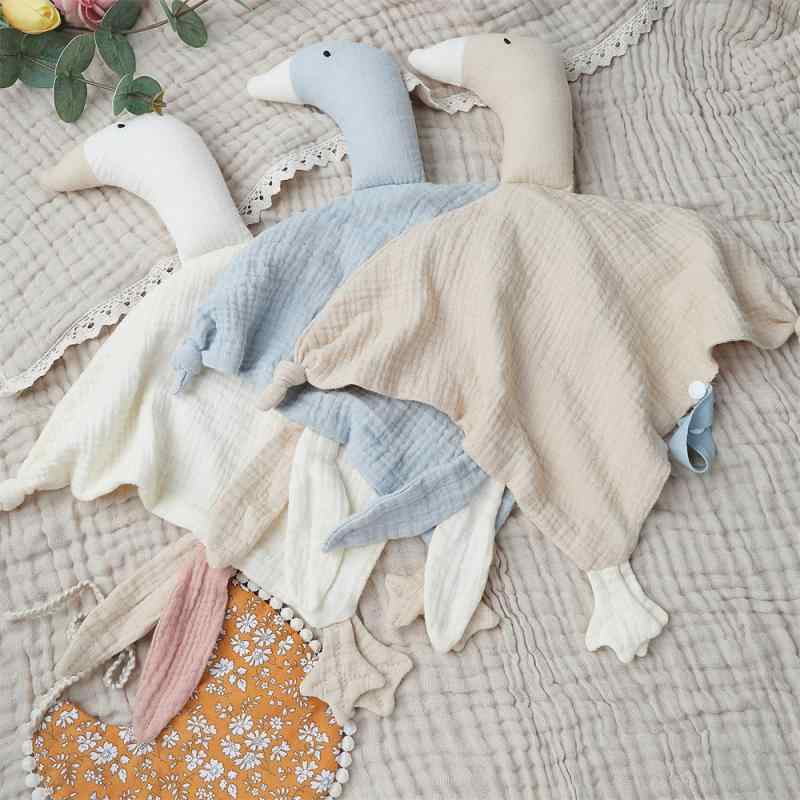 ベビー用品 ガーゼハンカチ おくるみ アヒルぬいぐるみ付き コットン 新生児 赤ちゃん 沐浴ガーゼ 30x3..