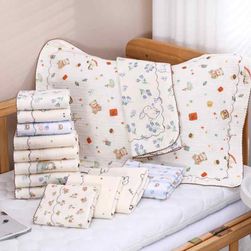 枕カバー 子供用 コットン 4重ガーゼ 通気性 30×50cm 2枚組 かわいい アニマル柄 ベビー キッズ 春夏秋冬