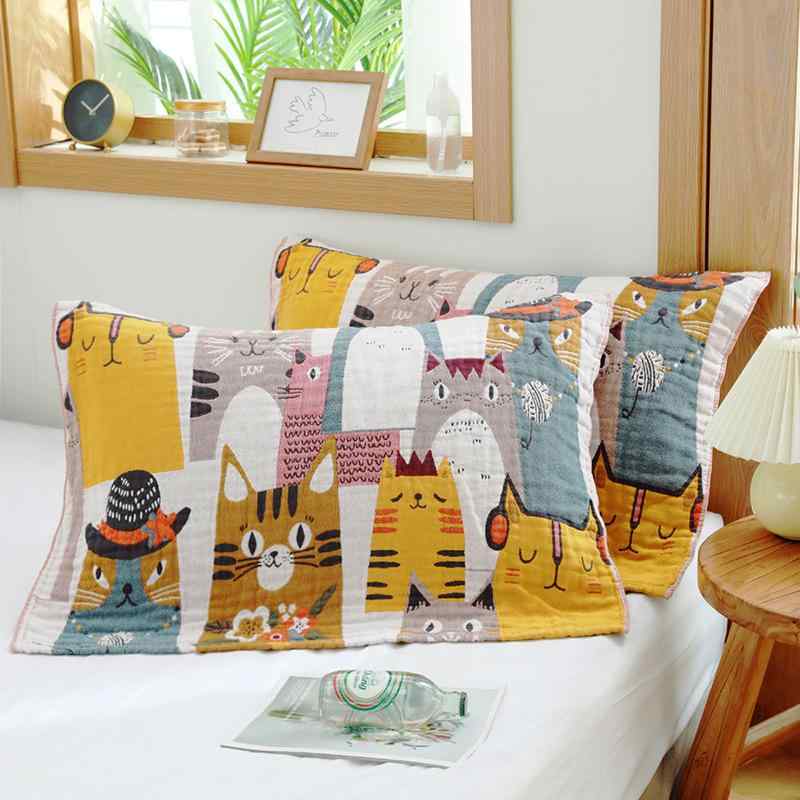 枕カバー 純綿 ペア アニマル柄 大人 子供 学生 全綿 コットン 吸水性 52×75cm