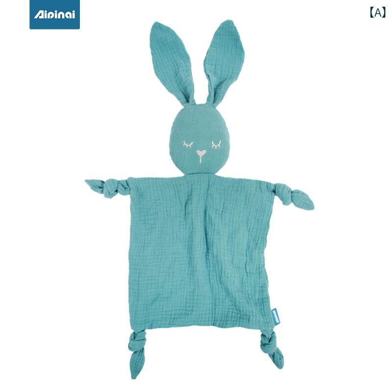 ベビー おくるみ ガーゼ ぬいぐるみ付きタオル 柔らかい綿製 ぬいぐるみ うさぎ オレンジ 普段使い