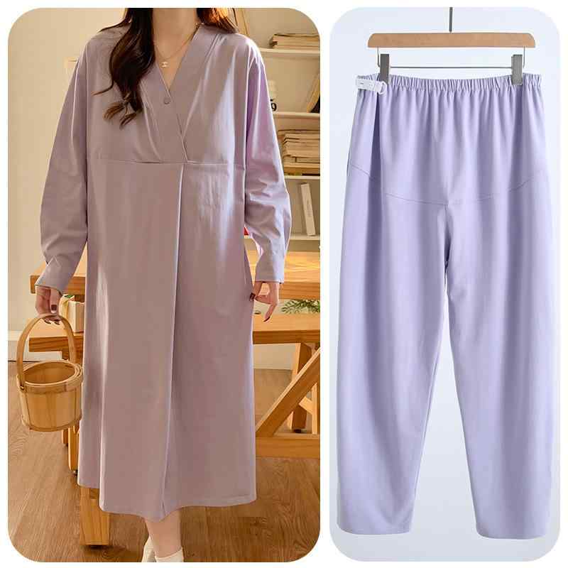 マタニティウェア レディース 授乳 パジャマ 春秋冬 綿100% 長袖 ワンピース 産後 産褥 入院 準備 ルー..