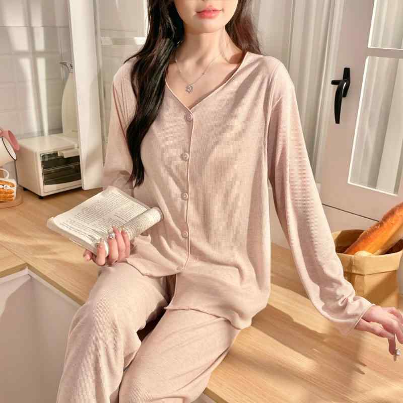 マタニティウェア レディース 授乳パジャマ 産後 モーダル セットアップ 長袖 長ズボン 春夏 薄手 グレ..