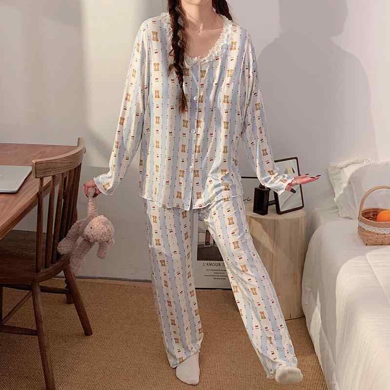 パジャマ レディース 授乳服 春夏 マタニティ ルームウェア 産後 授乳 粘纤 セットアップ 長袖 長ズボ..