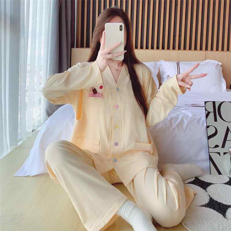 パジャマ レディース マタニティ 春夏 綿 長袖 授乳服 産後 部屋着 ルームウェア 薄手 セットアップ 上..