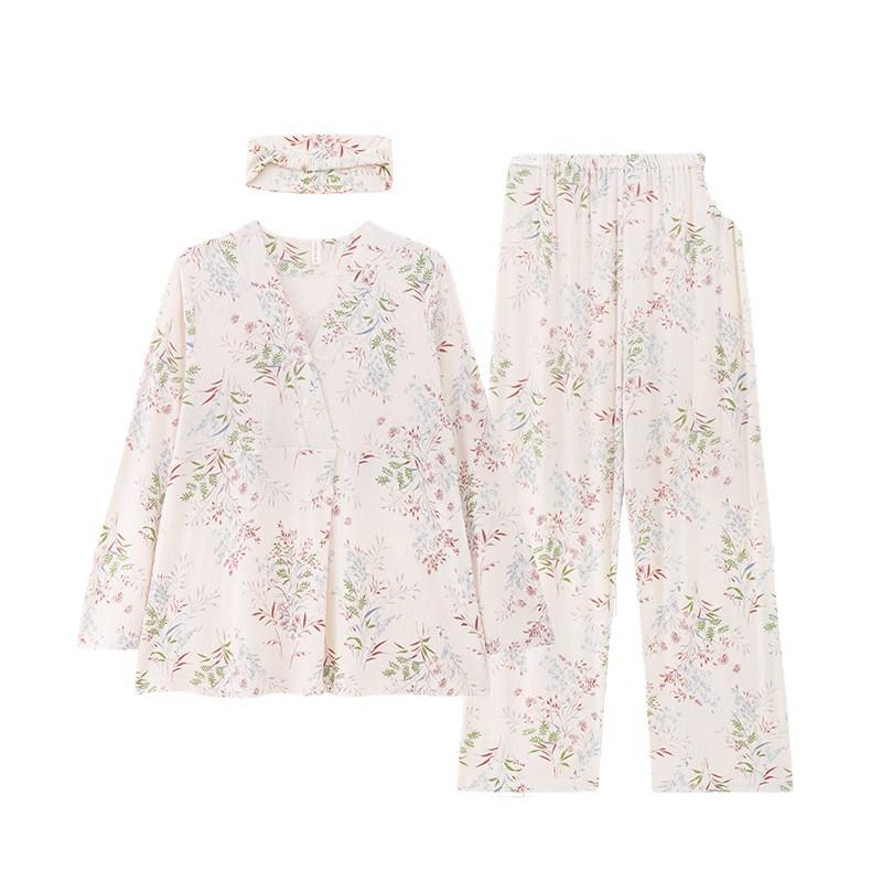 マタニティウェア レディース 授乳服 セットアップ 涼感 再生繊維 パジャマ 春夏 秋冬 長袖 長ズボン ..