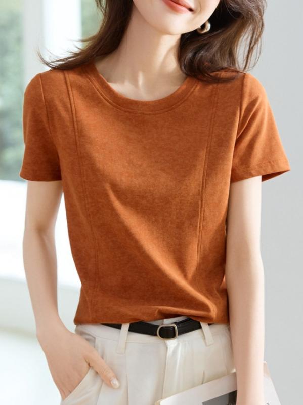 Tシャツ レディース 扎染風 半袖 ポリエステル ラウンドネック プルオーバー カットソー トップス カジュアル スタイリッシュ 通勤 オフィス 普段使い(4)