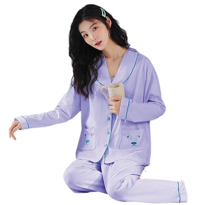 パジャマ レディース マタニティ 産後 授乳服 綿 長袖 寝巻き 部屋着 ルームウェア セットアップ 2点 ..