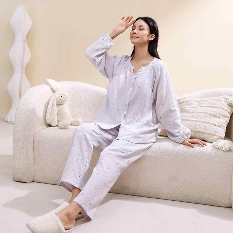 パジャマ レディース マタニティ 春夏秋冬 セットアップ 綿100% Vネック 長袖 長ズボン 授乳服 ルーム..