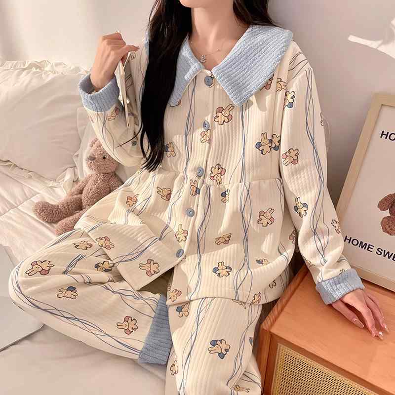 パジャマ レディース マタニティ 秋冬 厚手 授乳服 産後 産褥 入院着 ルームウェア 保温 部屋着 セット..