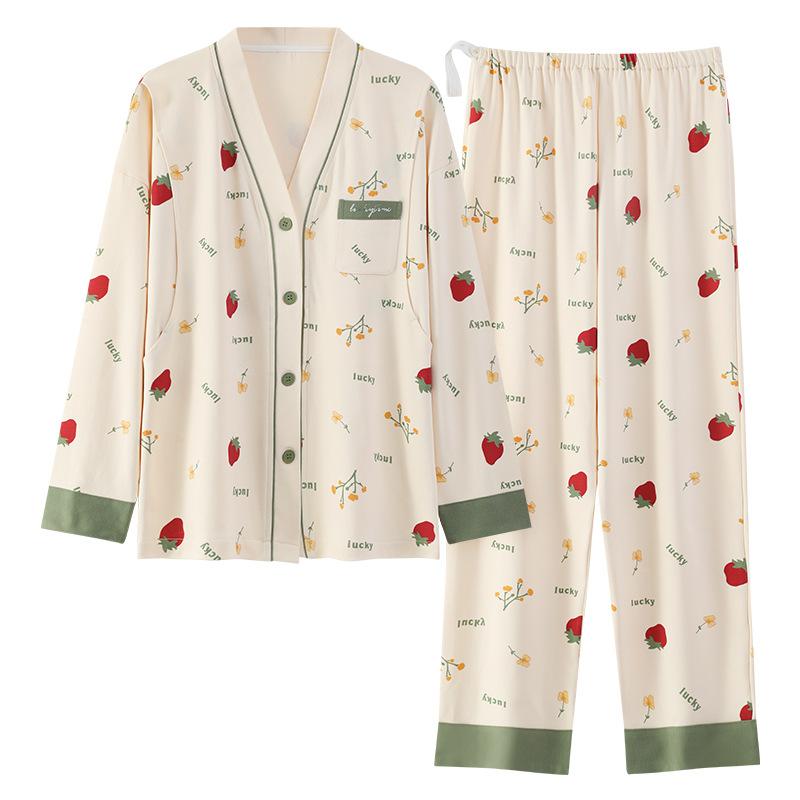 マタニティウェア レディース 春秋用 薄手 長袖 コットン 授乳パジャマ 前開き 産後 妊婦 パジャマ Vネ..