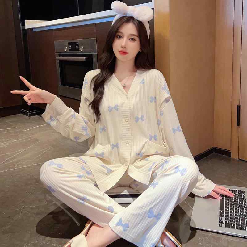 マタニティウェア レディース 授乳服 部屋着 ルームウェア セットアップ 再生繊維 長袖 長ズボン 薄手 ..