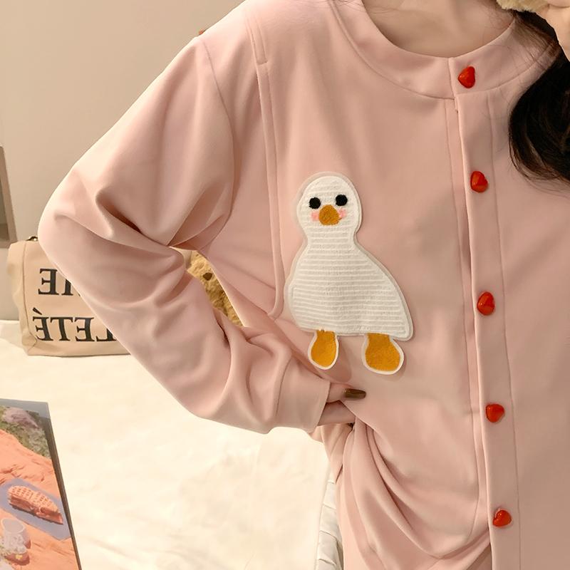 マタニティ パジャマ レディース 授乳服 春秋冬 厚手 あったか 上下セット 長袖 長ズボン 部屋着 ルー..