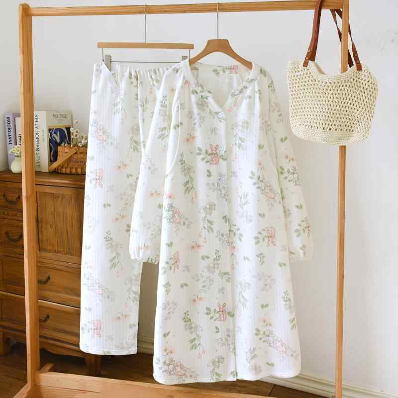 マタニティ パジャマ 秋冬 長袖 長ズボン 上下セット 授乳口付き エアコットン 産後 ルームウェア 部屋..