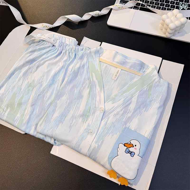 パジャマ レディース 授乳服 マタニティ ウェア 春夏 長袖 長ズボン ポリエステル 部屋着 ルームウェア..