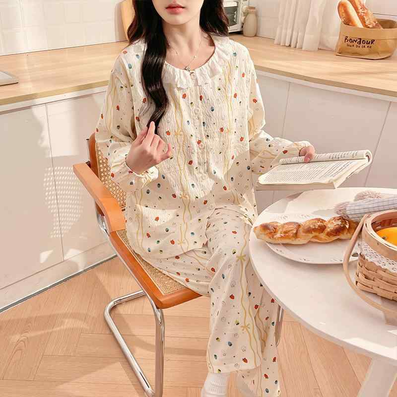 マタニティウェア レディース 授乳服 クラウドコットン パッド付き 産褥 産後 長袖 長ズボン 部屋着 ル..