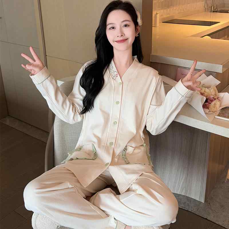 パジャマ レディース マタニティ 秋冬 厚手 綿 大きいサイズ 前開き 妊婦 授乳 ルームウェア 上下セッ..