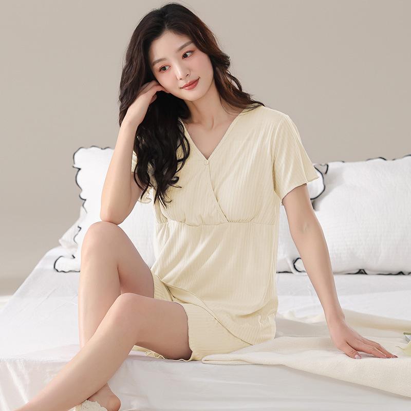 パジャマ レディース マタニティ 授乳服 半袖 夏 薄手 接触冷感 モダール 上下セット 産後 産褥 部屋着..