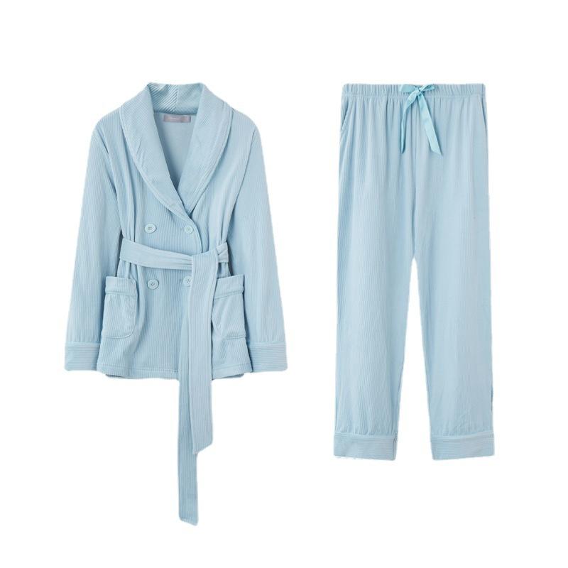 マタニティウェア レディース 産後 パジャマ ルームウェア 上下セット 長袖 長ズボン ポリエステル あ..