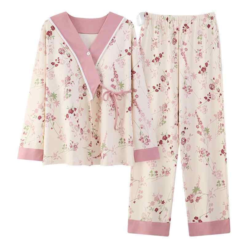 マタニティ パジャマ レディース 長袖 授乳服 春秋 産後 授乳口付き 綿 上下セット ルームウェア 婦人 ..