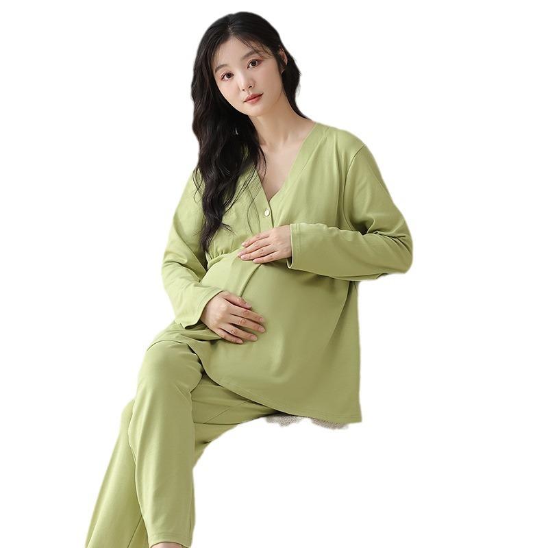 マタニティ パジャマ レディース 授乳服 春秋 綿100% 和風 前開き 長袖 長ズボン 上下セット 産前 産後..