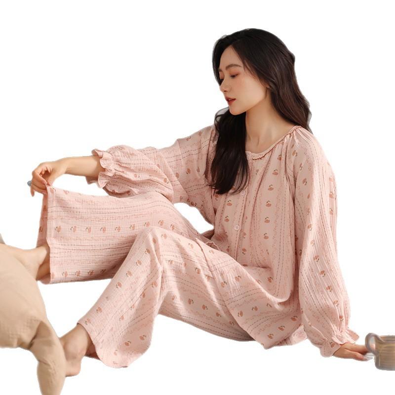 マタニティ パジャマ レディース 授乳服 秋冬 綿100% 産後 部屋着 ルームウェア 上下セット 長袖 長ズ..