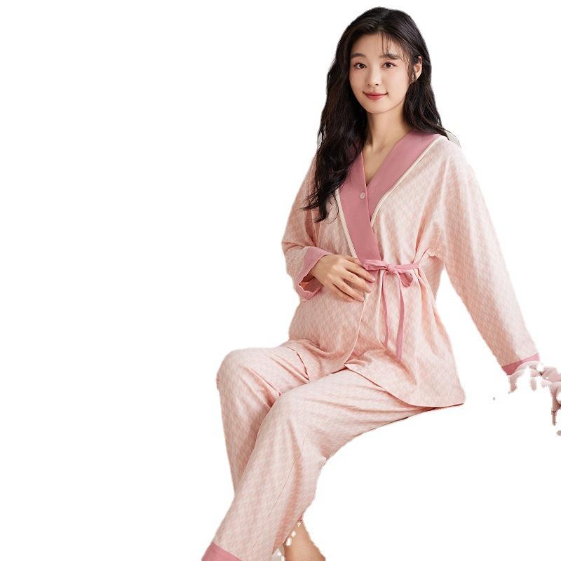 パジャマ レディース 授乳服 春秋冬 産後 マタニティ 長袖 綿 上下セット ルームウェア 部屋着 高齢者..